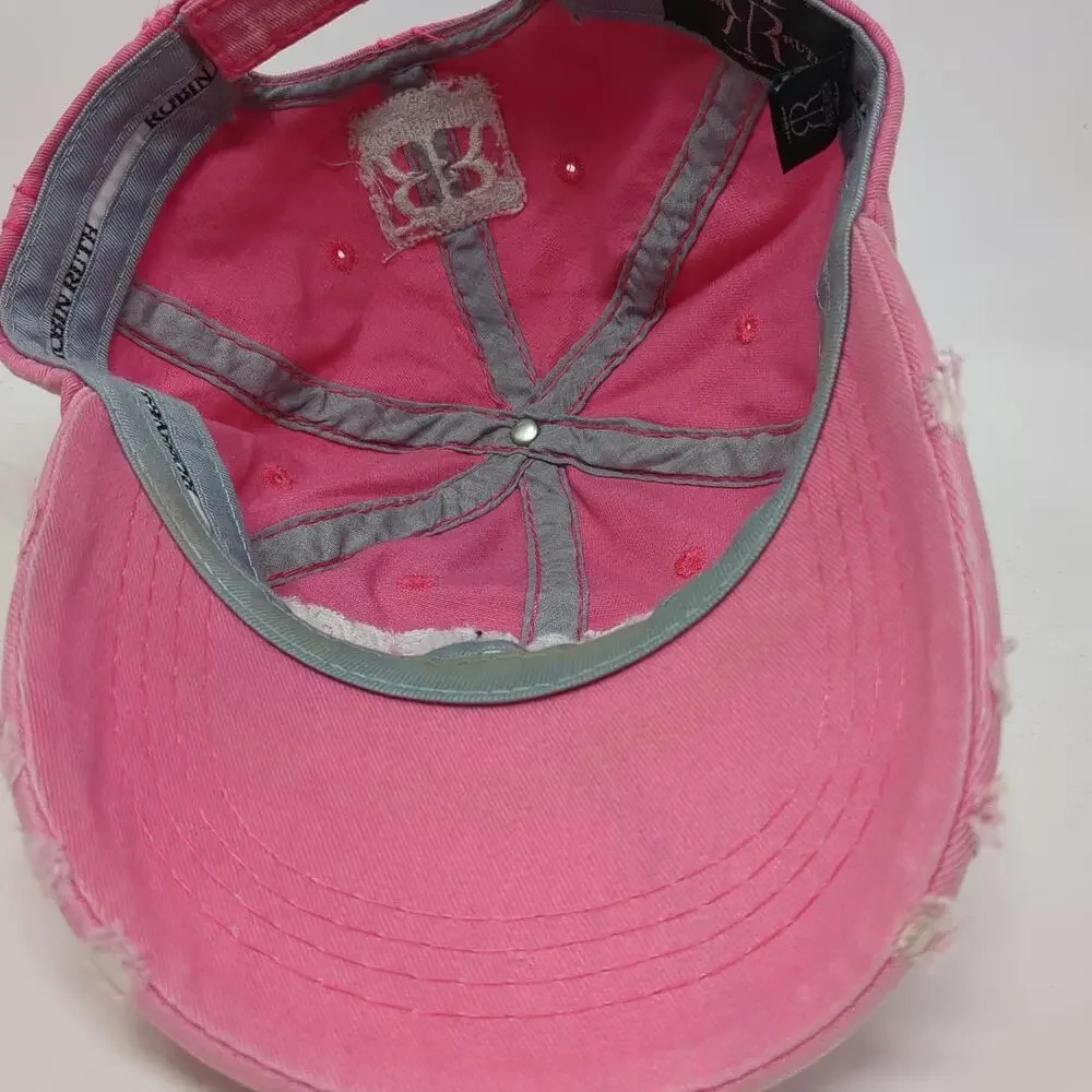 Robin Ruth Baseball Cap Pink One Size San Francisco Distressed Strapback hat